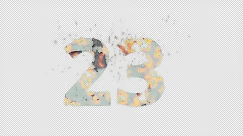 Number 23 from fire and ashes with alpha channel, twenty three, numberology Stock Footage 267071056