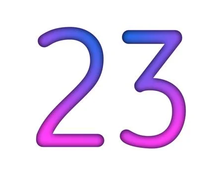 Number 23 gradient blue pink 3d sign symbol on white background Stock Illustration