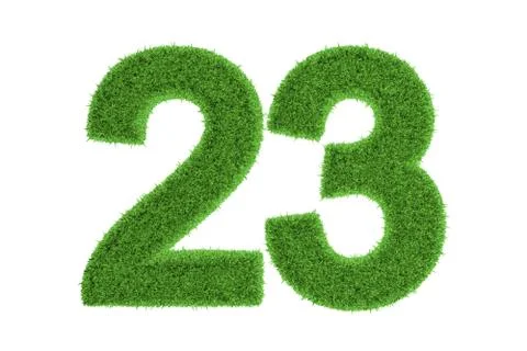 Number 23 with a green grass texture Stock Illustration
