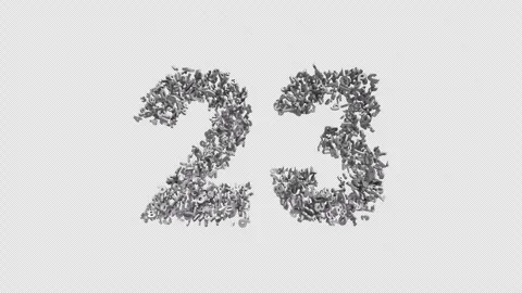 Number 23 Made of Numbers. 3D Font Number Animation with Alpha Channel Stock Footage 302171730