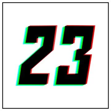 Number 23, twenty three vector desing logo.Dynamic, split-color, shadow of  n Stock Illustration