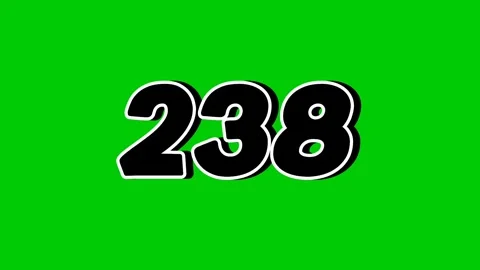 Number 238 Animation Pop up black color on Green Screen Cartoon Style Motion Stock Footage 346207851