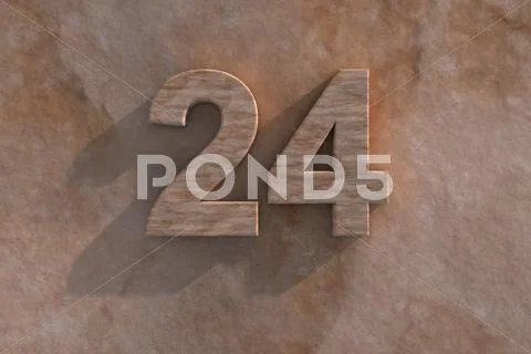 Number 24 carved from marble on marble base Stock Illustration