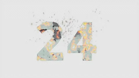 Number 24 from fire and ashes with alpha channel, twenty-four, numberology 스톡 동영상 267071058