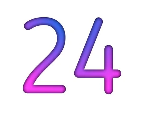 Number 24 gradient blue pink 3d sign symbol on white background Stock Illustration