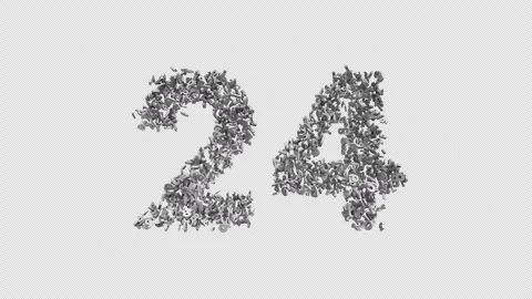 Number 24 Made of Numbers. 3D Font Number Animation with Alpha Channel Video stock 302171716