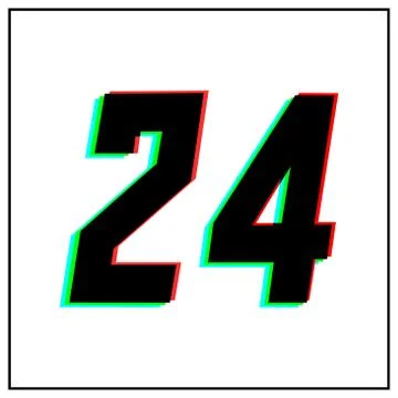 Number 24, twenty four vector desing logo.Dynamic, split-color, shadow of  nu Stock Illustration