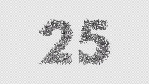 Number 25 Made of Numbers. 3D Font Number Animation with Alpha Channel Stock Footage 302171927