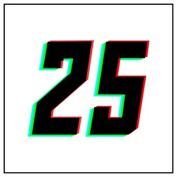 Number 25, twenty five vector desing logo.Dynamic, split-color, shadow of  nu Illustrazione stock