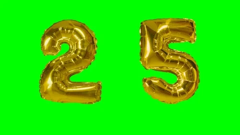Number 25 twenty five years birthday anniversary golden balloon Vidéo 107794353