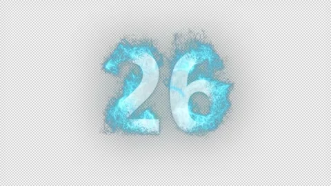 Number 26 in blue fire with alpha channe... | Stock Video | Pond5