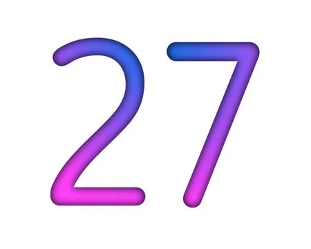 Number 27 gradient blue pink 3d sign symbol on white background Stock Illustration