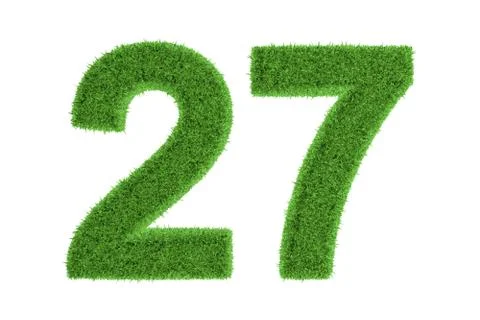 Number 27 with a green grass texture Stock Illustration
