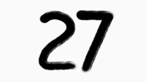 Number 27 Hand Drawn Animation With Brush Stroke Stock Footage 300583249