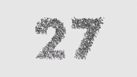 Number 27 Made of Numbers. 3D Font Number Animation with Alpha Channel Stock Footage 302171920
