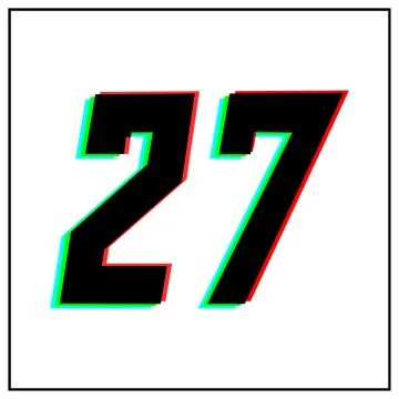Number 27, twenty seven vector desing logo.Dynamic, split-color, shadow of  n Stock Illustration