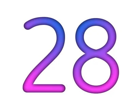 Number 28 gradient blue pink 3d sign symbol on white background Stock Illustration