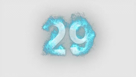 Number 29 in blue fire with alpha channel, number twenty nine Stock Footage 264758506