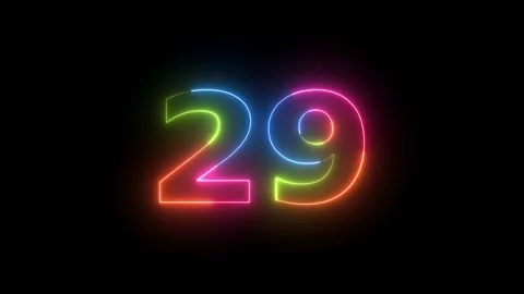 Number 29 glowing neon light animation Vidéo 330511706