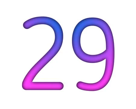 Number 29 gradient blue pink 3d sign symbol on white background Stock Illustration