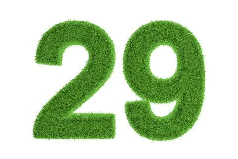Number 29 with a green grass texture Stock Illustration