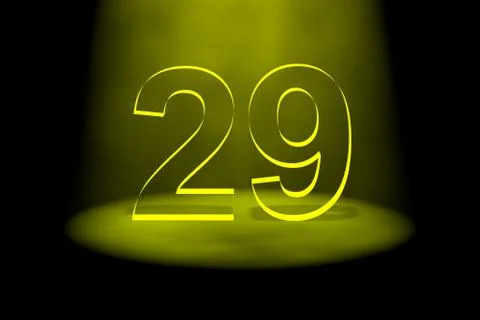 Number 29 illuminated with yellow light Stock Illustration