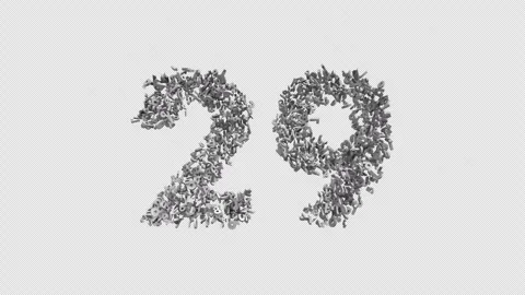 Number 29 Made of Numbers. 3D Font Number Animation with Alpha Channel Video stock 302171937