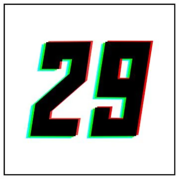 Number 29, twenty nine vector desing logo.Dynamic, split-color, shadow of  nu Stock Illustration