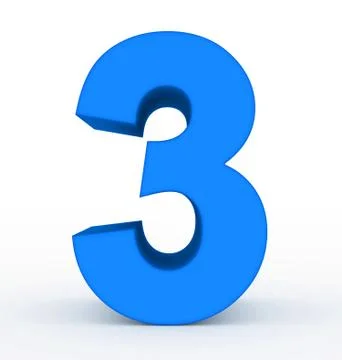 Number 3 3d clean blue isolated on white Stock Illustration