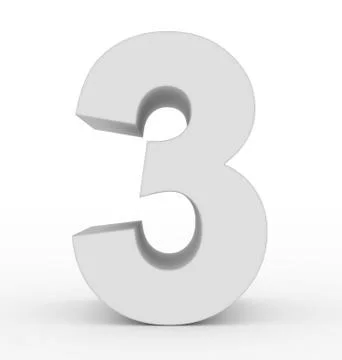 Number 3 3d clean white isolated on white Stock Illustration