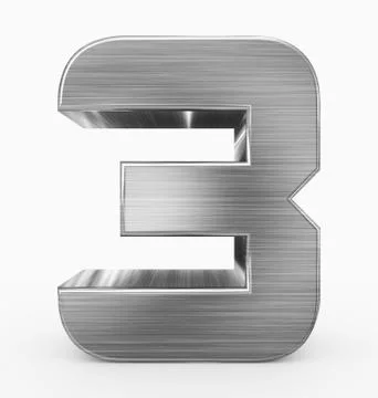 Number 3 3d cubic rounded metal isolated on white Stock Illustration