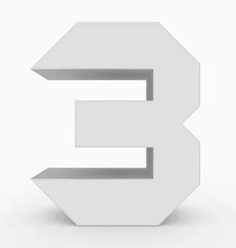 Number 3 3d cubic white isolated on white Stock Illustration