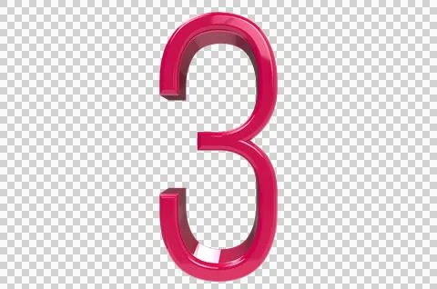 Number 3 3d render illustration PNG Transparent Background Stock Illustration
