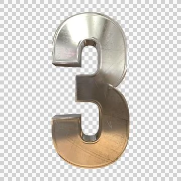 Number 3 3D Render of Old Steel Rough Material Stock Illustration