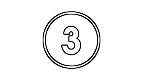 Number 3 animation motion graphics cartoon sign symbol in circle on white Stock Footage 336696662