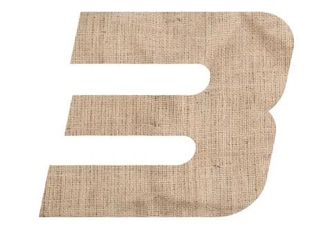 Number 3 with burlap texture on white background Foto stock
