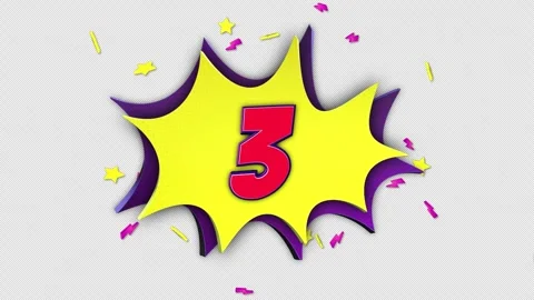 Number 3 Comic Text Animation Background on Alpha Channel, Loop Stock Footage 300961410