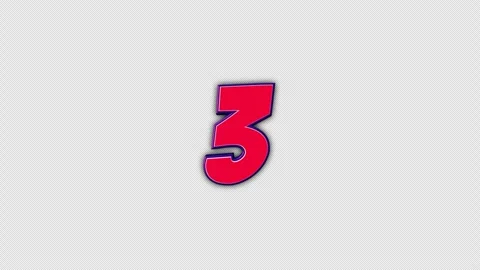 Number 3 Comic Text Animation Background on Alpha Channel, Loop 库存影片 308979442