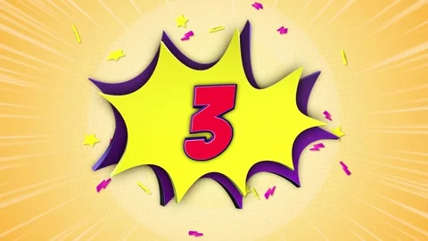 Number 3 Comic Text Animation Background on Alpha Channel, Loop 库存影片 311031821