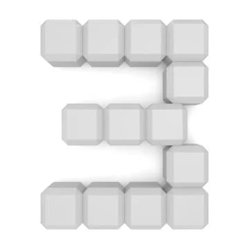 Number 3 cubic white Stock Illustration