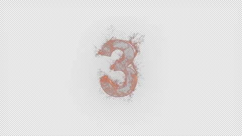 Number 3 on fire with alpha channel, number three Stock Footage 262259364