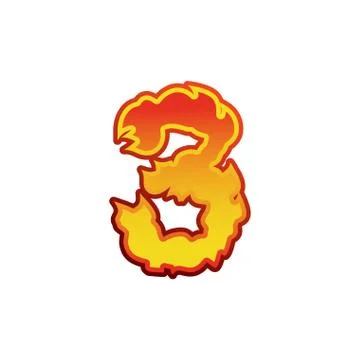 Number 3 fire. Flames Font three. Tattoo alphabet character. fiery sign ABC 스톡 일러스트