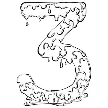 Number 3 with flow drops Stock Illustration