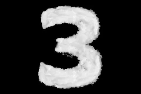 Number 3 font shape element made of cloud on black Stock Illustration