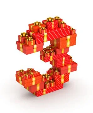 Number 3 from gifts Illustrazione stock