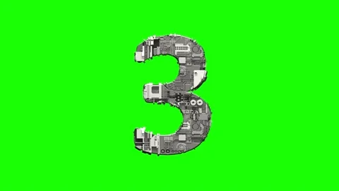number 3 - glowing technological high te... | Stock Video | Pond5