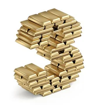 Number 3 from gold bars 3d Ilustración de archivo