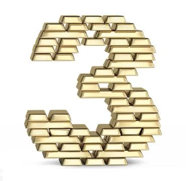 Number 3 from gold bars Ilustración de archivo