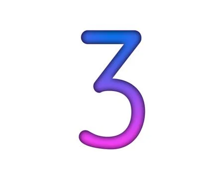 Number 3 gradient blue pink 3d sign symbol on white background Stock Illustration