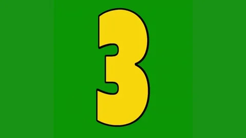 The number 3 green background is shown yellow pink green screen animated Stock Footage 314065074